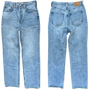 Aritzia Denim Forum Light Wash Button Fly Joni High Rise Loose Jeans Size 25